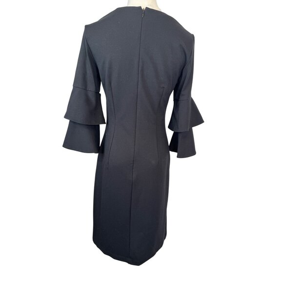 J.McLaughlin XS Black Bell Tiered Sleeve Dress Rayon Blend Womens Elegant Style - Picture 2 of 12